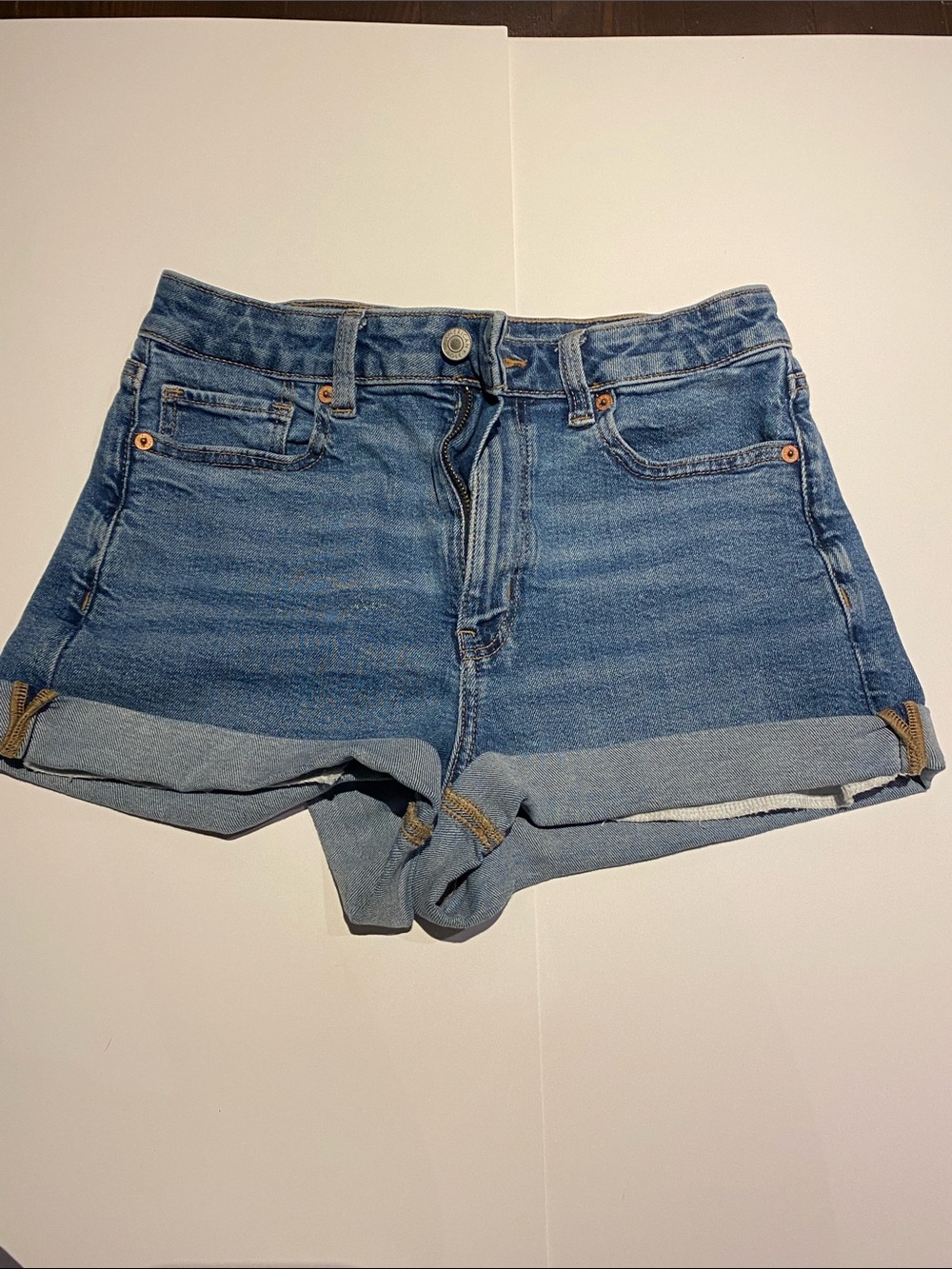 American Eagle Outfitters Women’s Cuffed Denim Shorts - Blue